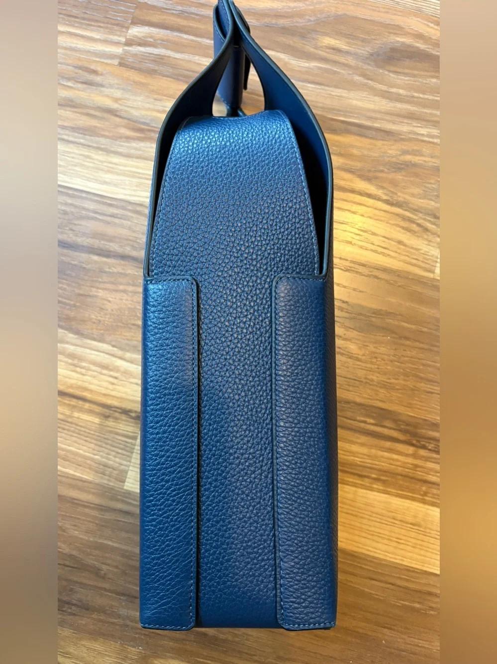 Coach Deep Navy Pebbled Leather Wine Bottle Carrier